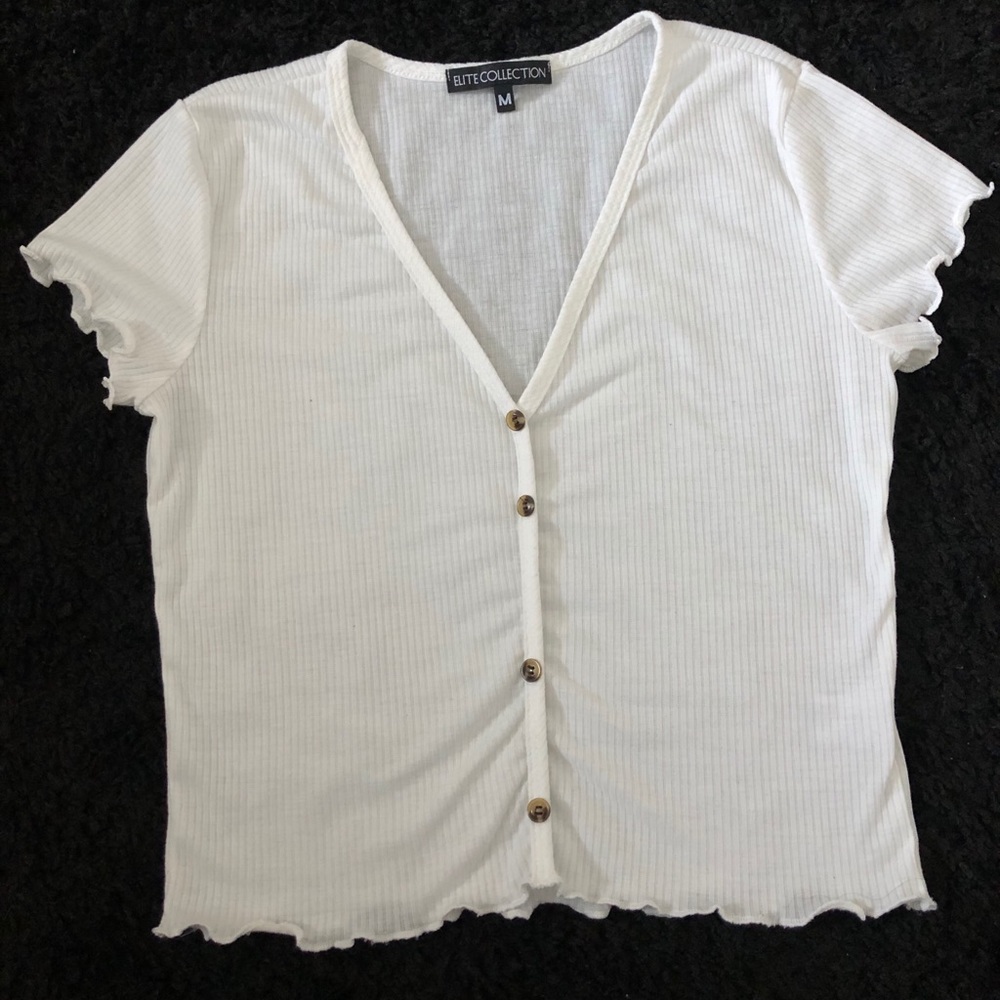 White Ribbed Crop Top